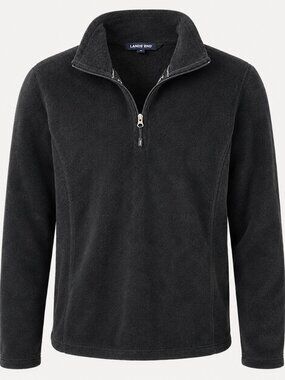 Lands' End Black Fleece Jacket Women's Small 6-8 Quarter Zip Pullover